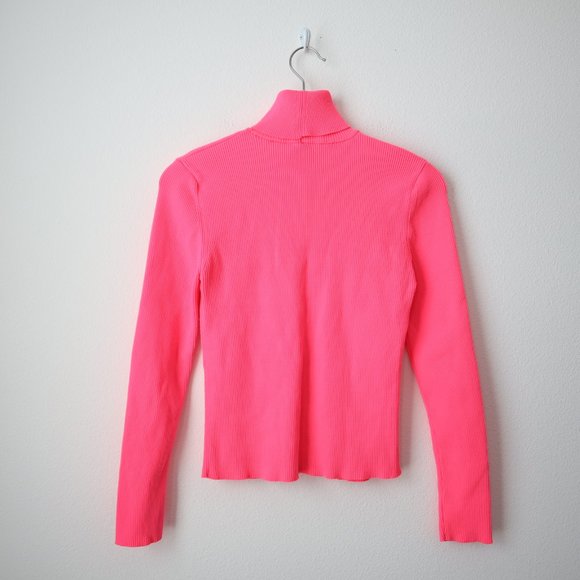 Zara Blogger Favorite Neon Pink Ribbed Turtleneck Top | L - Picture 8 of 8